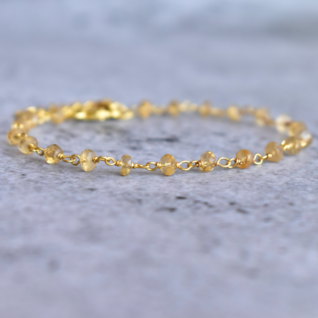 Blessed Sunshine natural citrine bracelet in 14K gold vermeil for Dhanteras