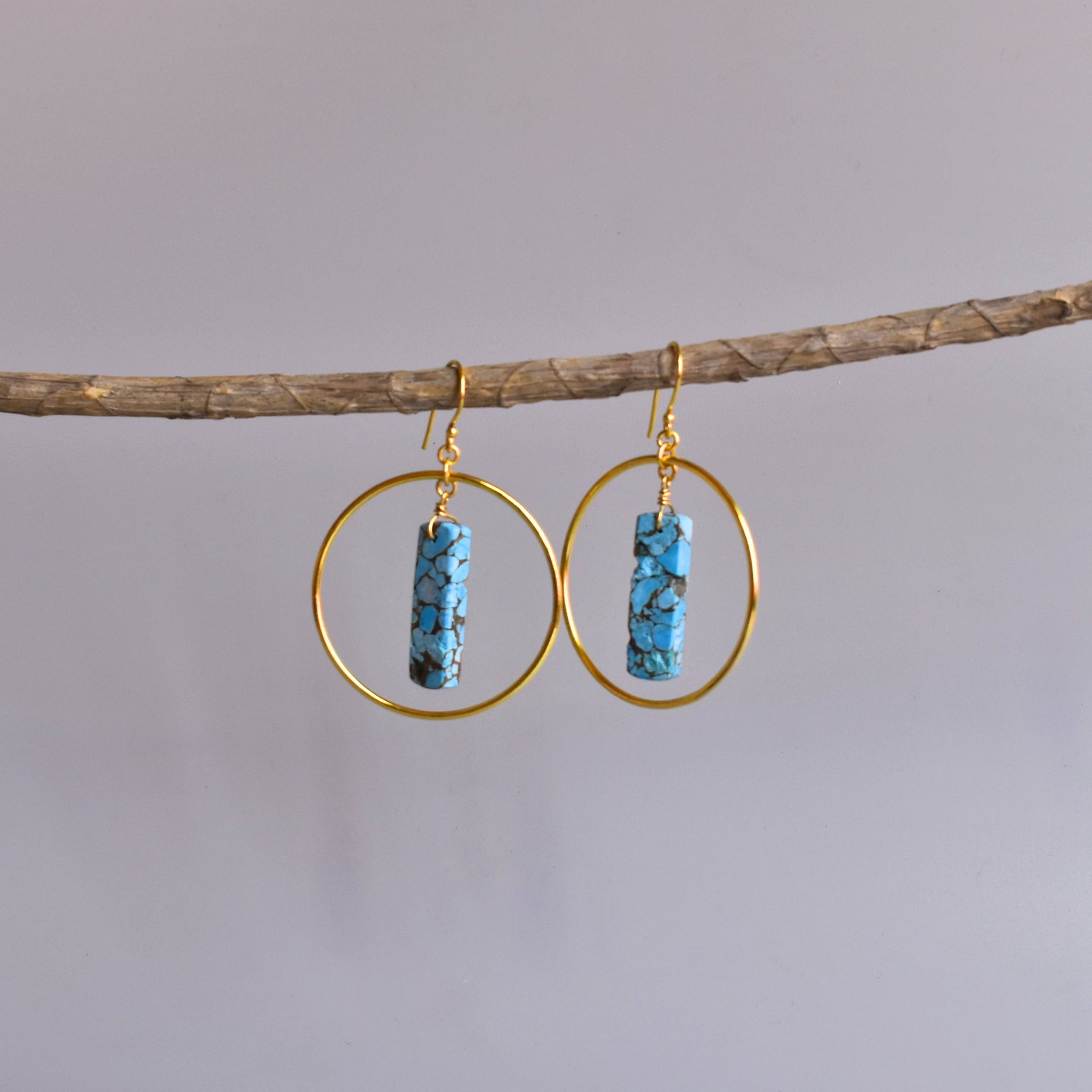 Artisan Bar - Copper Turquoise Earrings