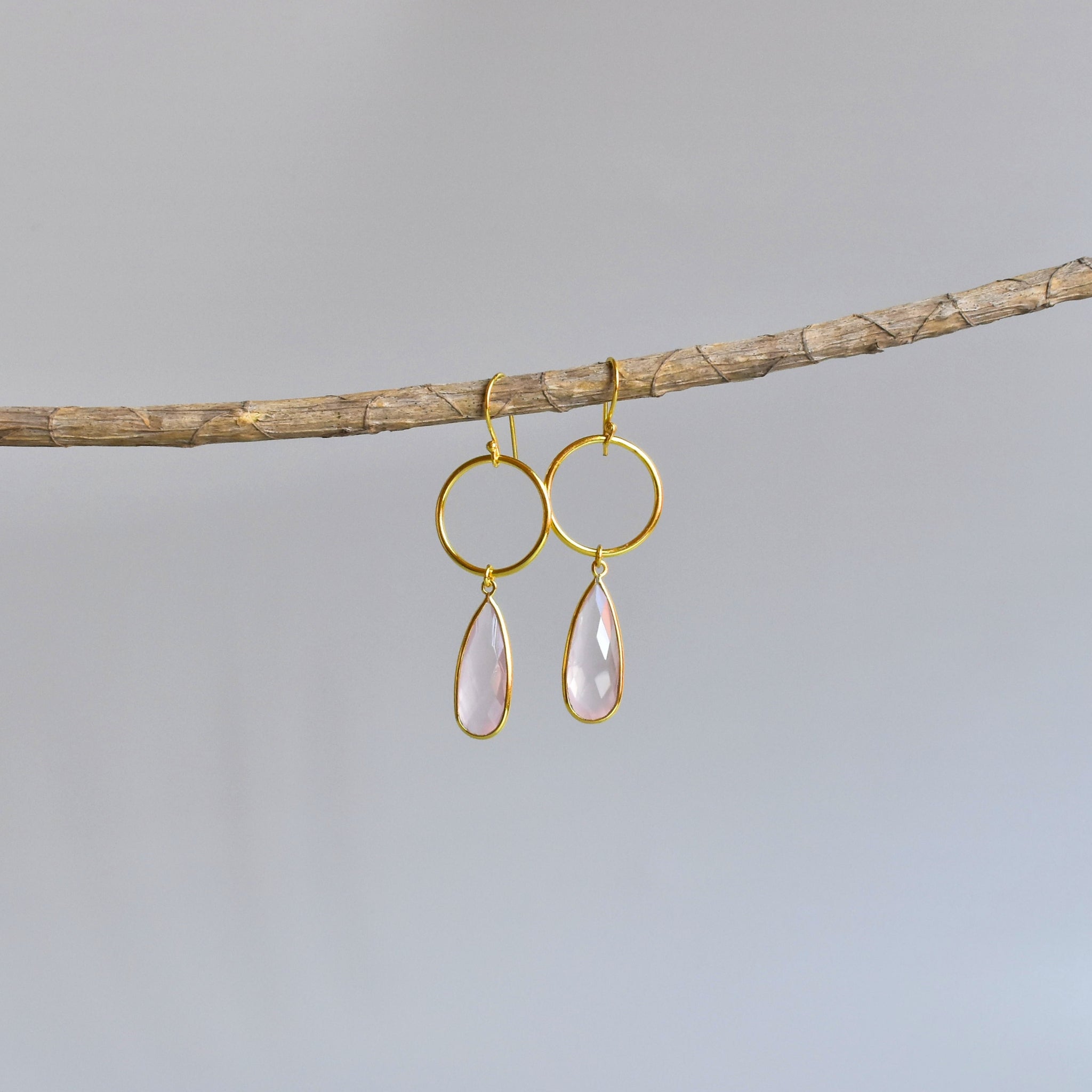 Echo Loops - Rose Quartz Earrings