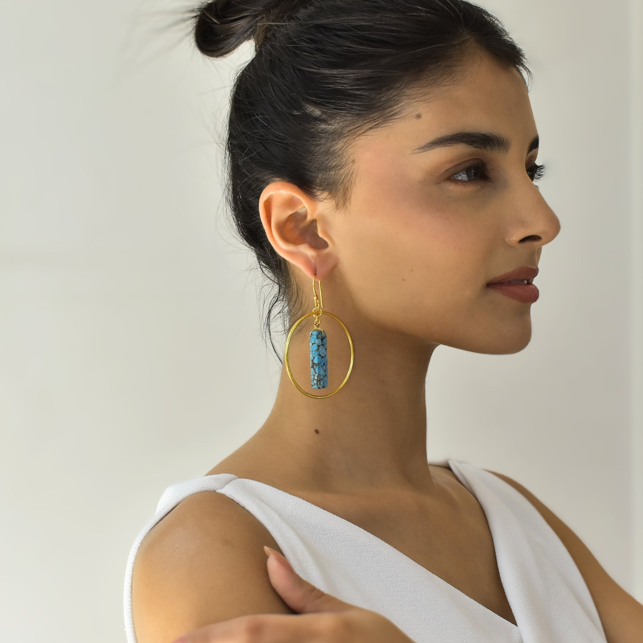 Artisan Bar - Copper Turquoise Earrings