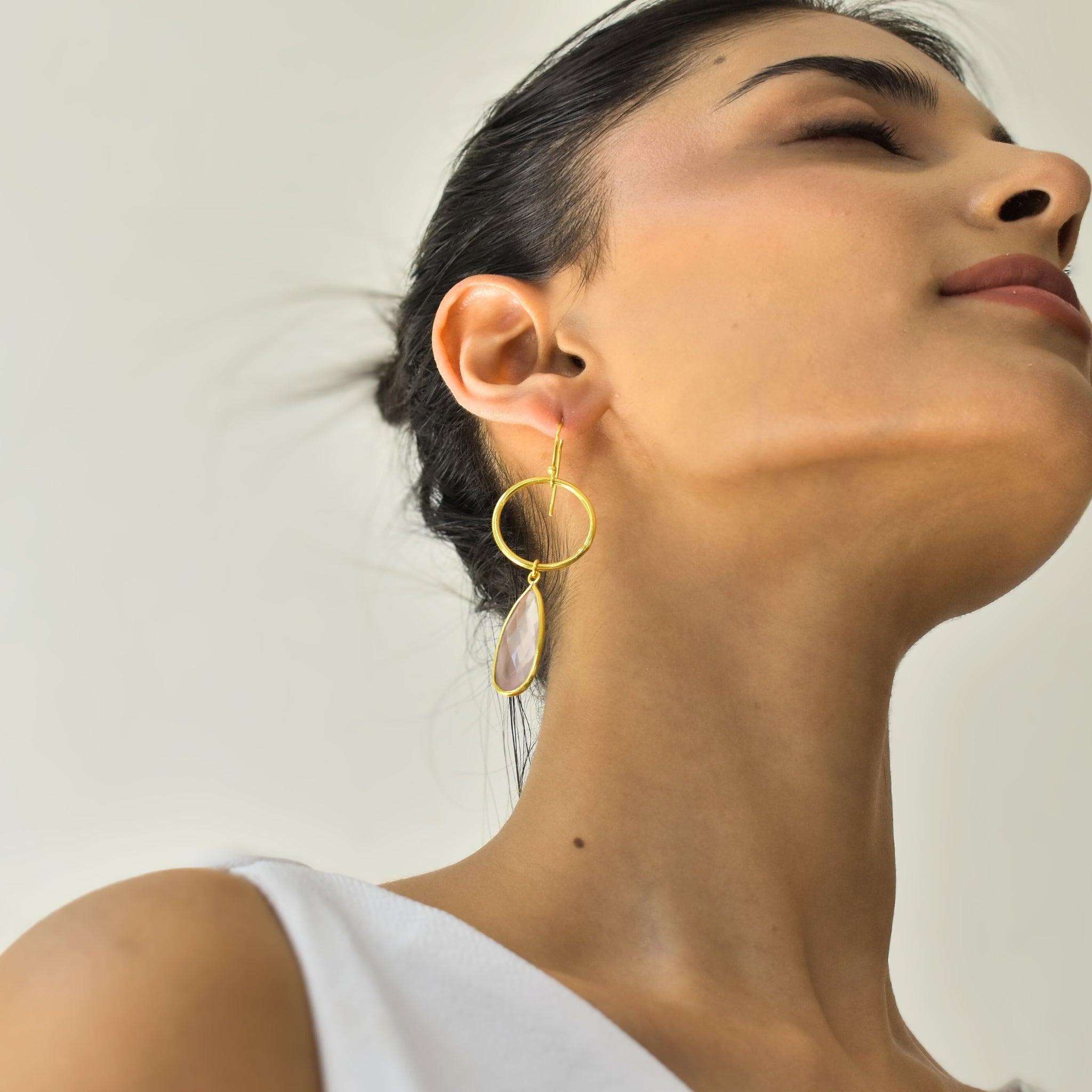 Echo Loops - Rose Quartz Earrings