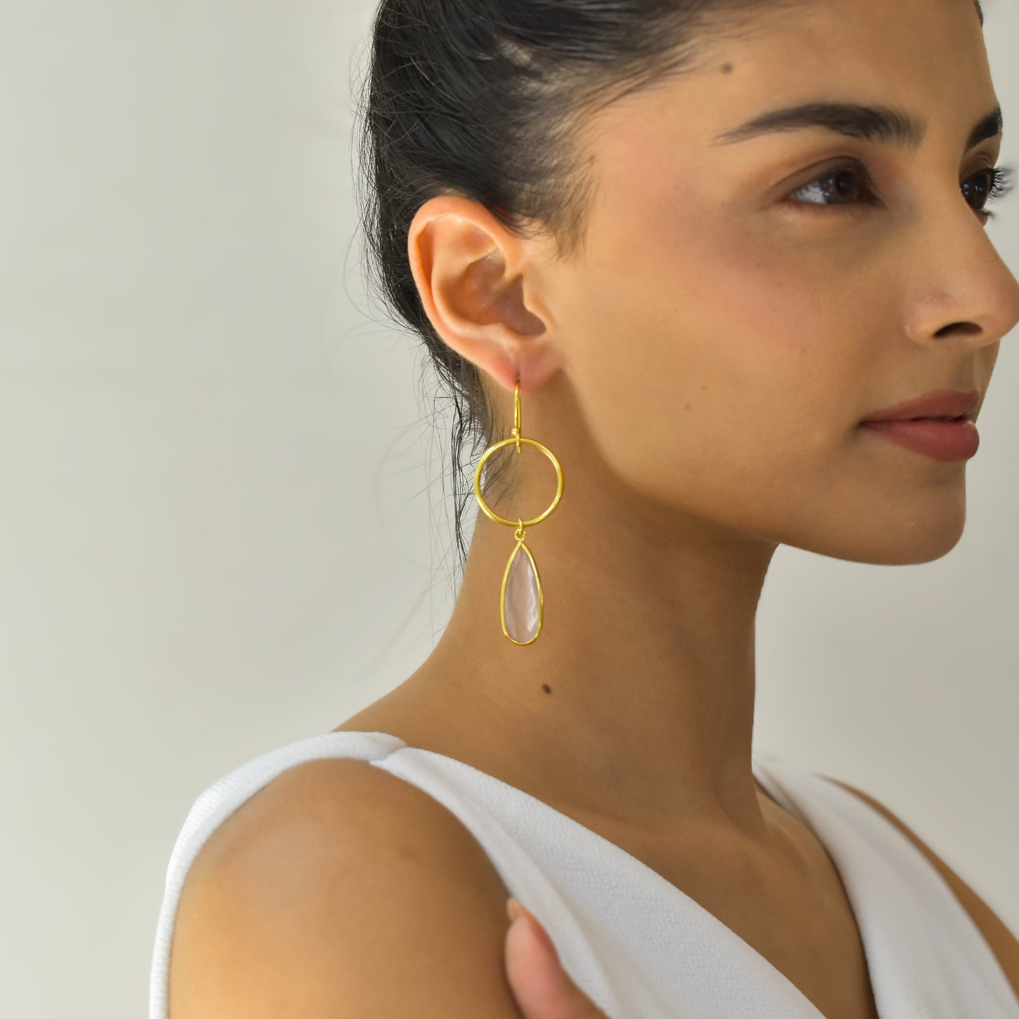 Echo Loops - Rose Quartz Earrings