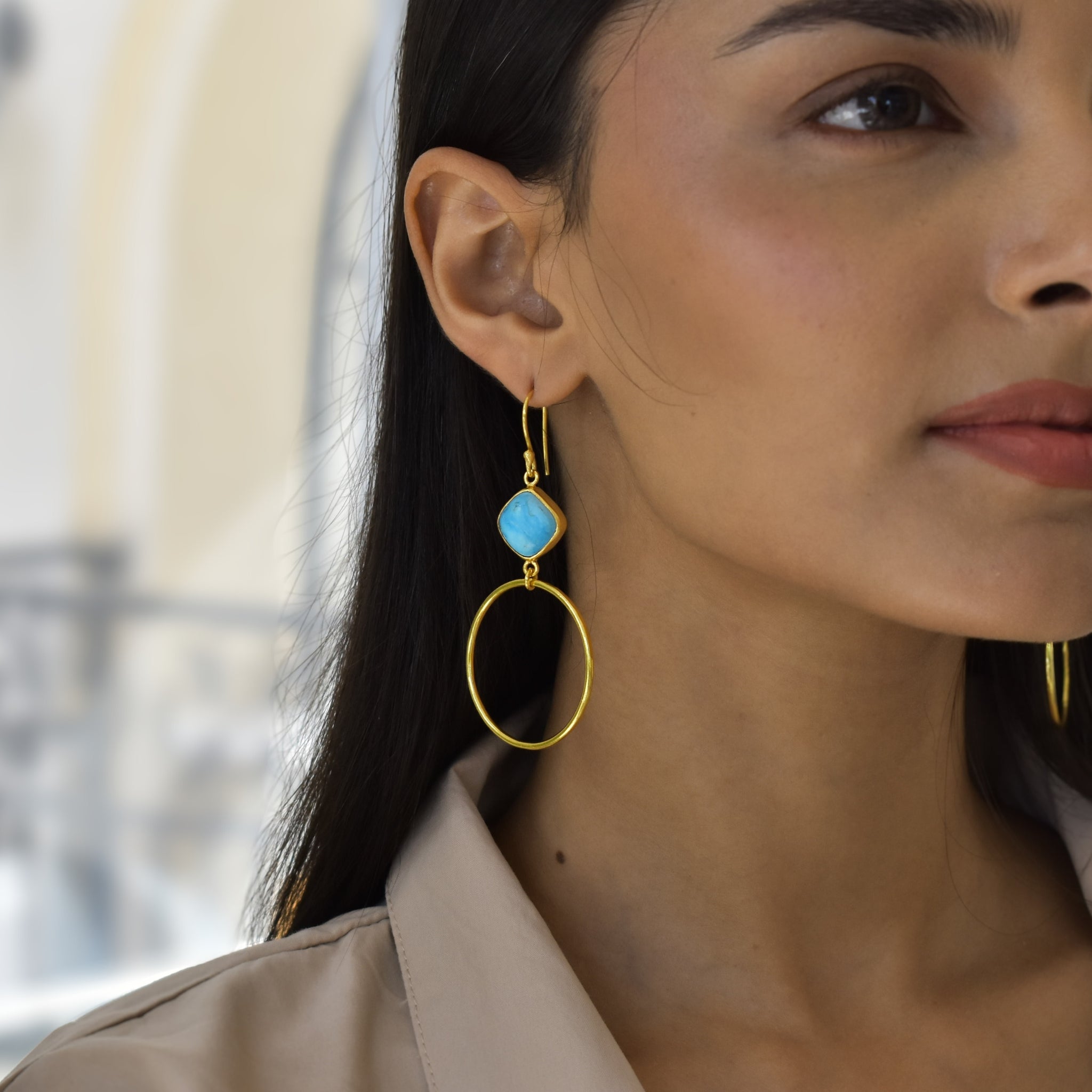 Gaia - Turquoise Hoop Earrings
