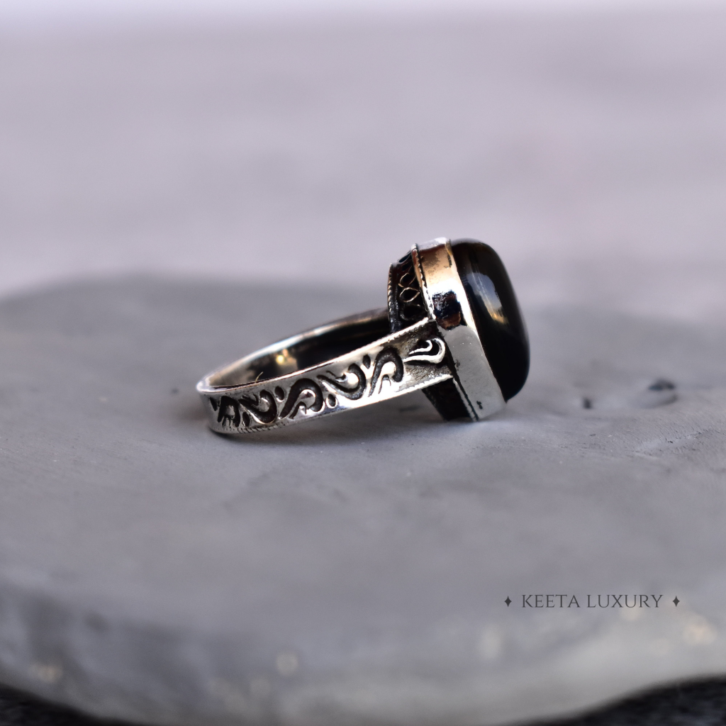 Antique Charmer - Black Onyx Ring -