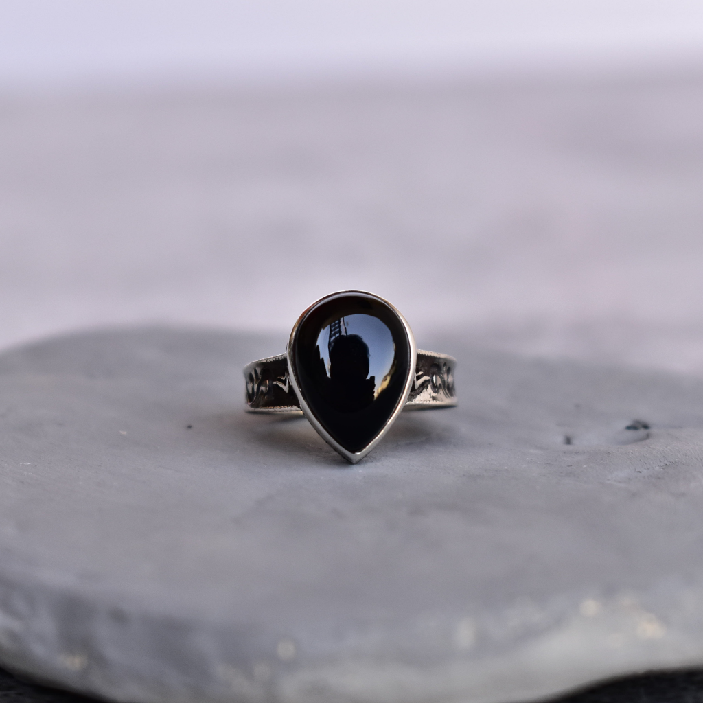 Antique Charmer - Black Onyx Ring -