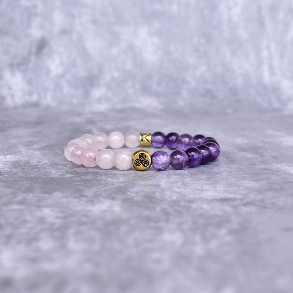 Aura Glow Rose Quartz Amethyst Bracelet - Main Image