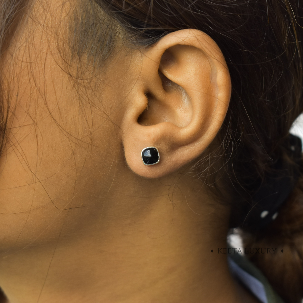 Black Cushion - Onyx Studs -