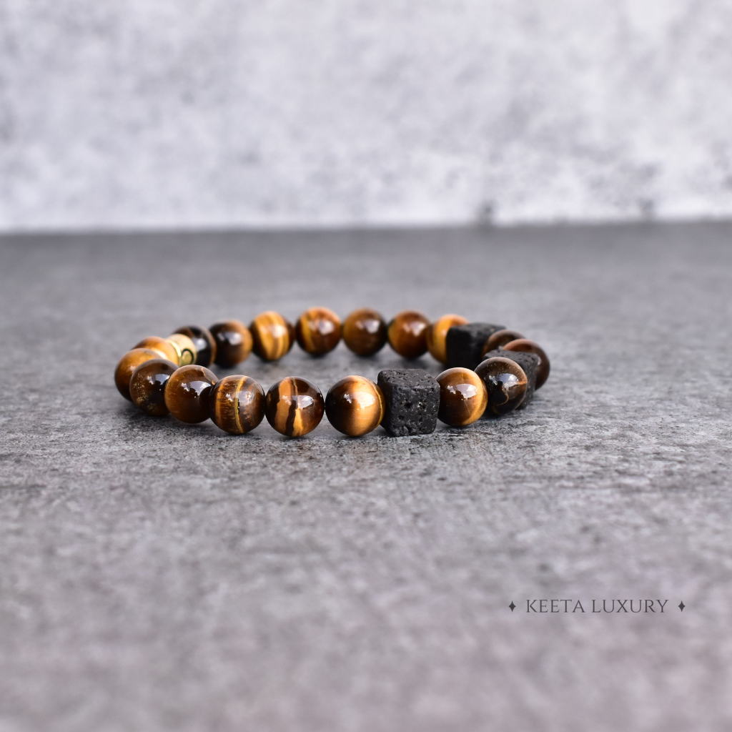 Black Icarus - Tiger Eye and Lava Bracelet -