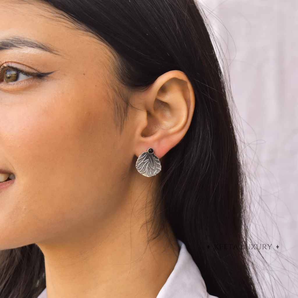Black Rose Petal - Onyx Studs -