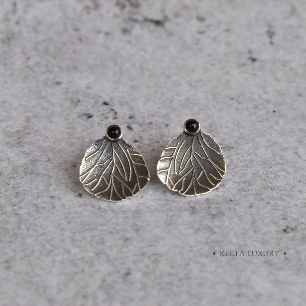 Black Rose Petal - Onyx Studs -