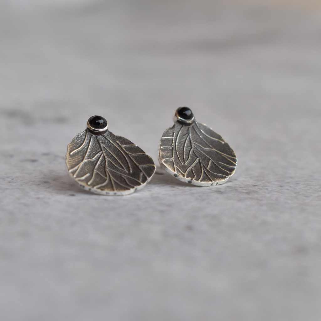 Black Rose Petal - Onyx Studs -