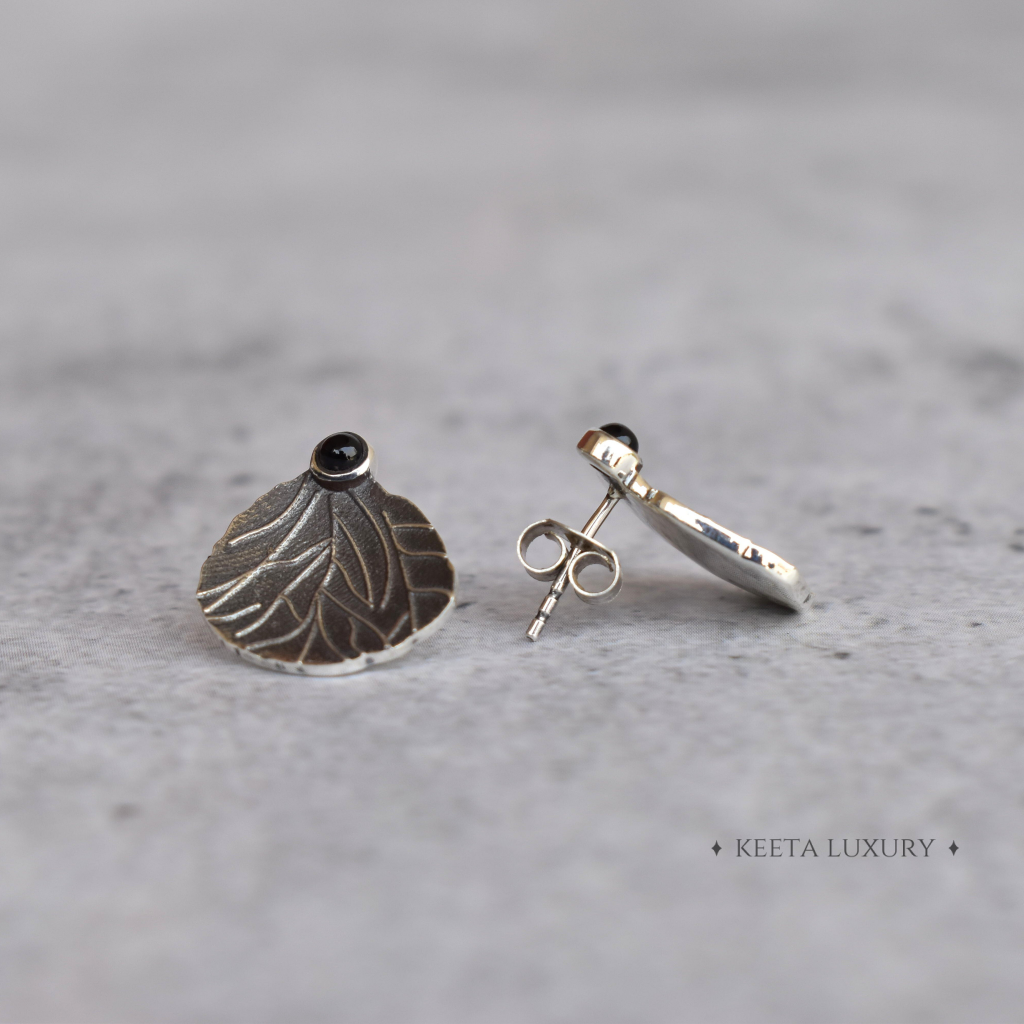 Black Rose Petal - Onyx Studs -