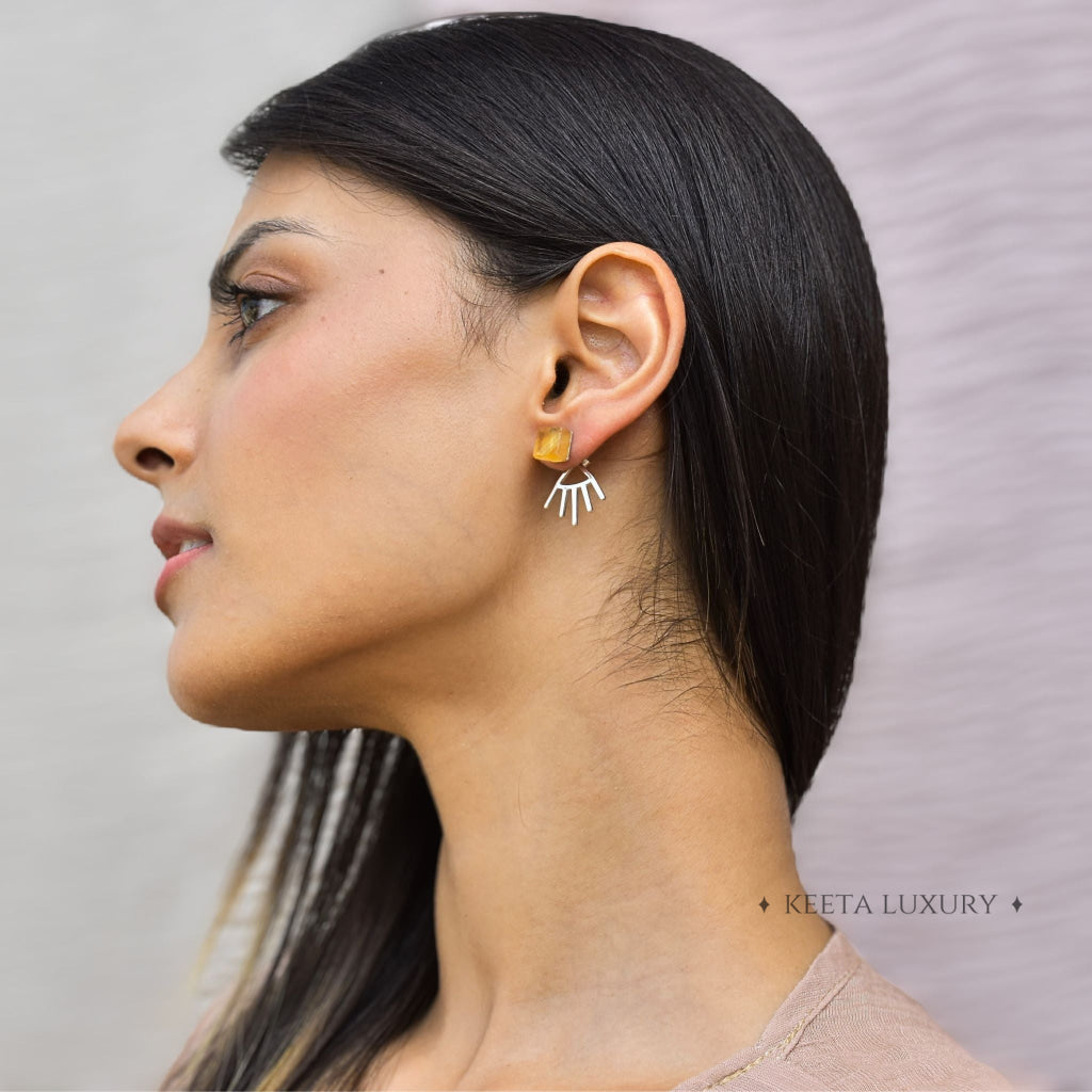 Boho Bloom - Citrine Studs Earrings
