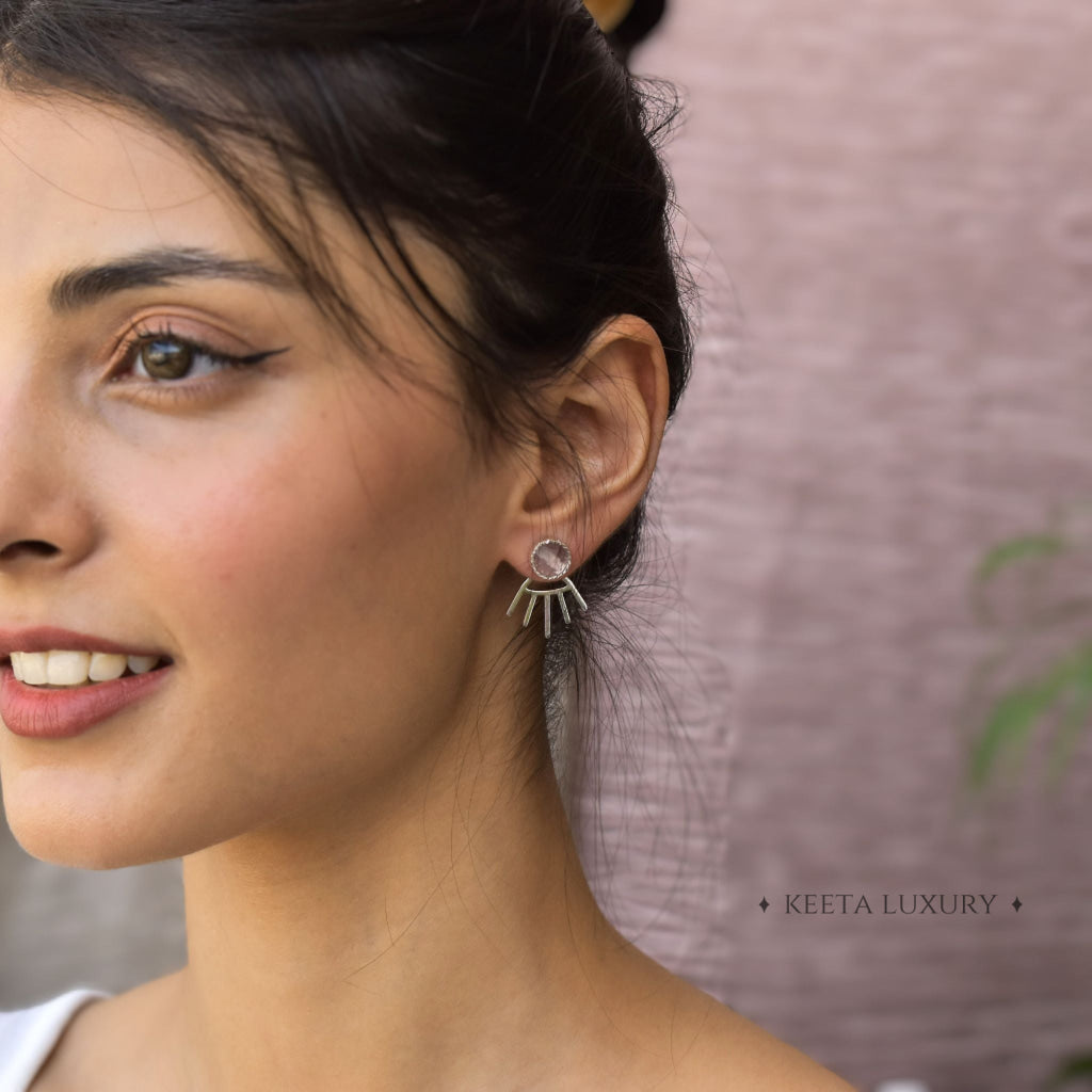 Boho Elegance - Rose Quartz Studs -
