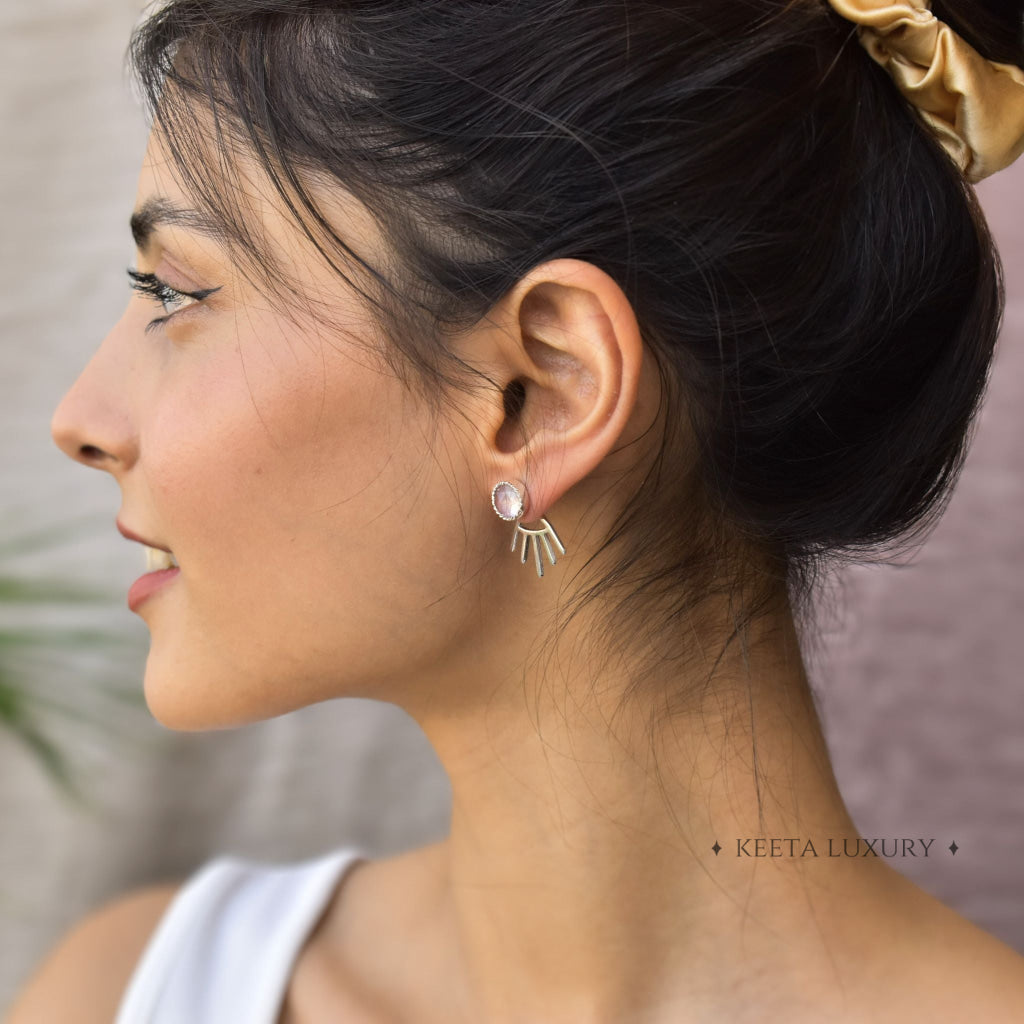 Boho Elegance - Rose Quartz Studs -