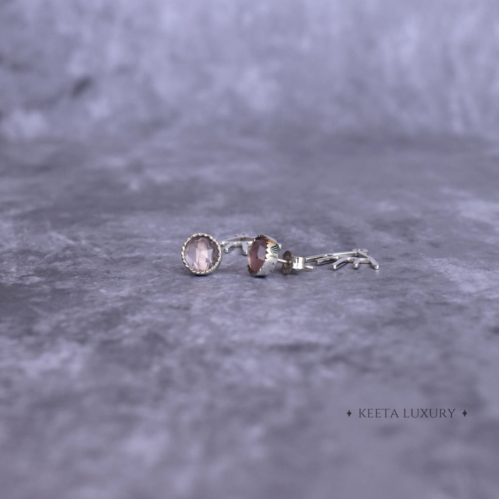Boho Elegance - Rose Quartz Studs -