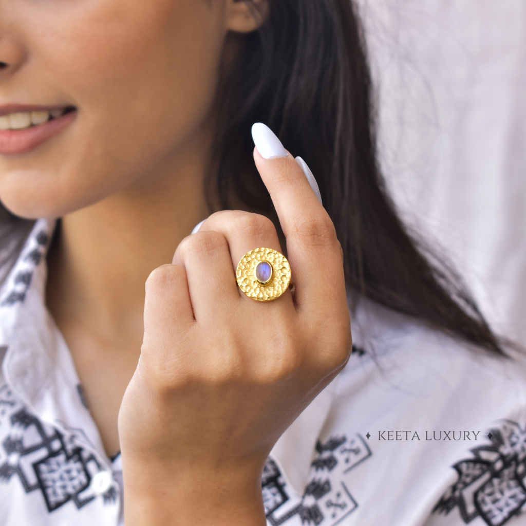 Captivating Hammered - Moonstone Ring -