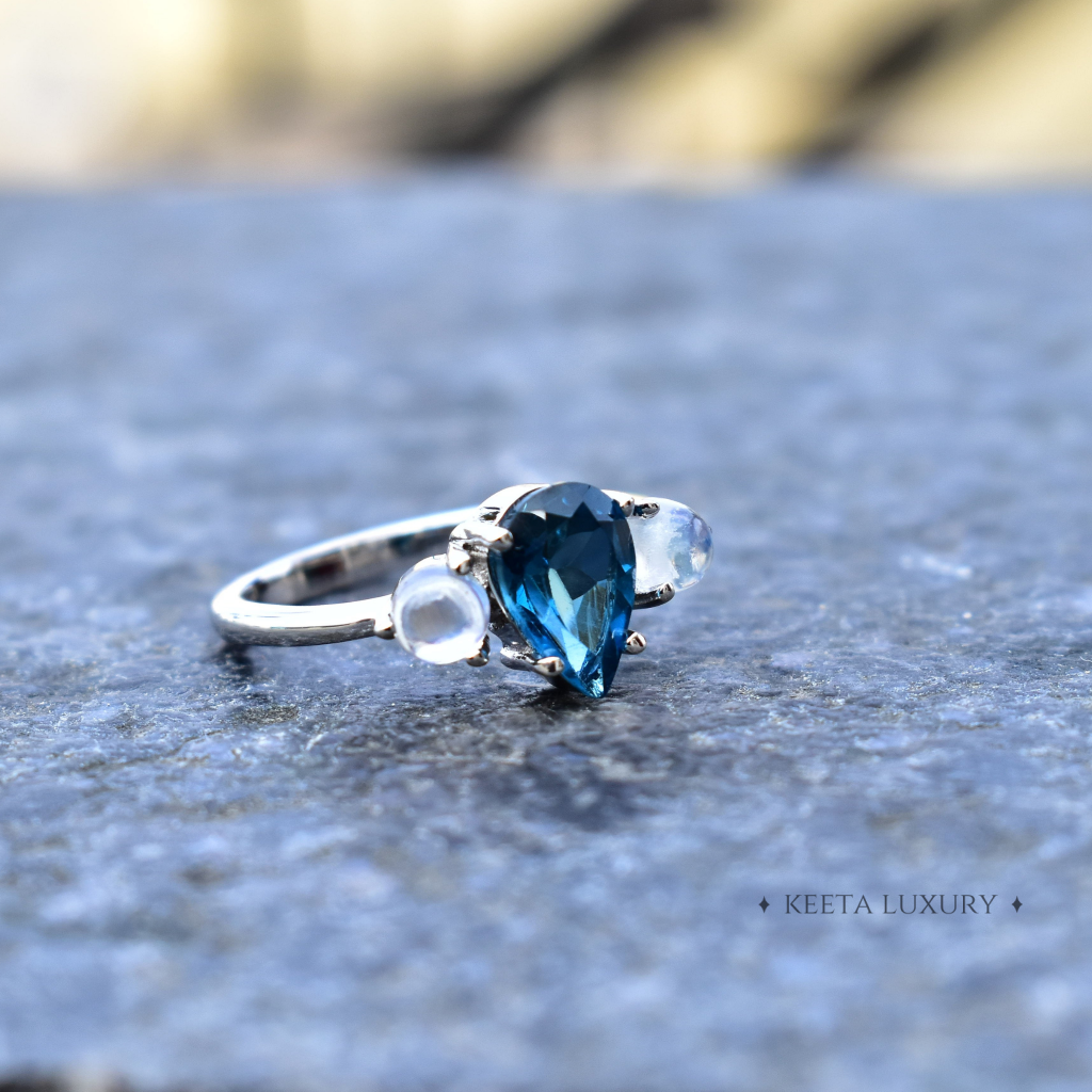 Celestial Blue - Moonstone & Blue Topaz Ring -