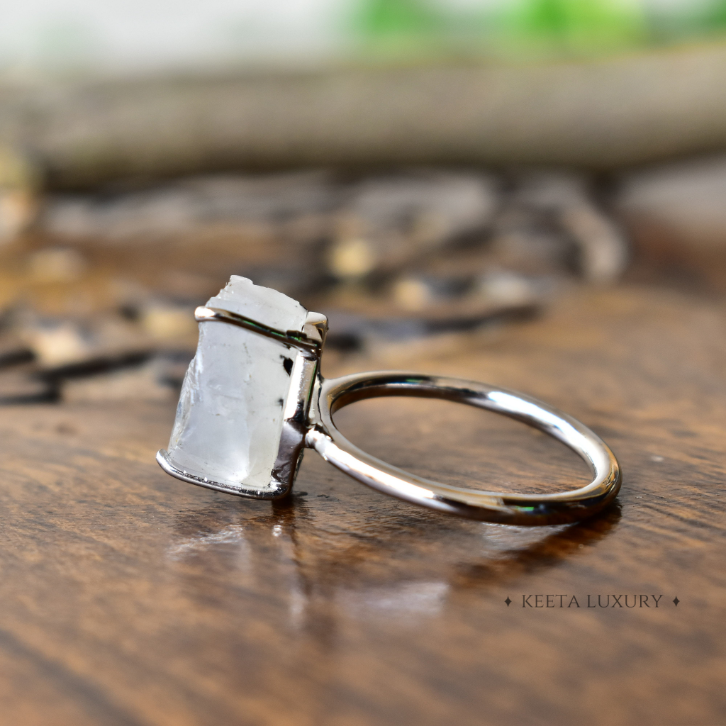 Celestial Serenity - Raw Moonstone Ring -