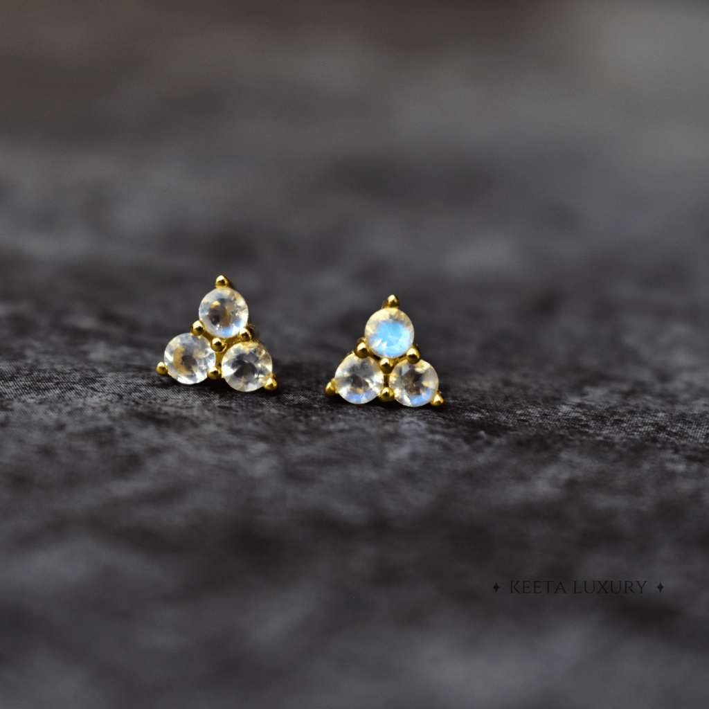 Celestial Triangle - Moonstone Studs -