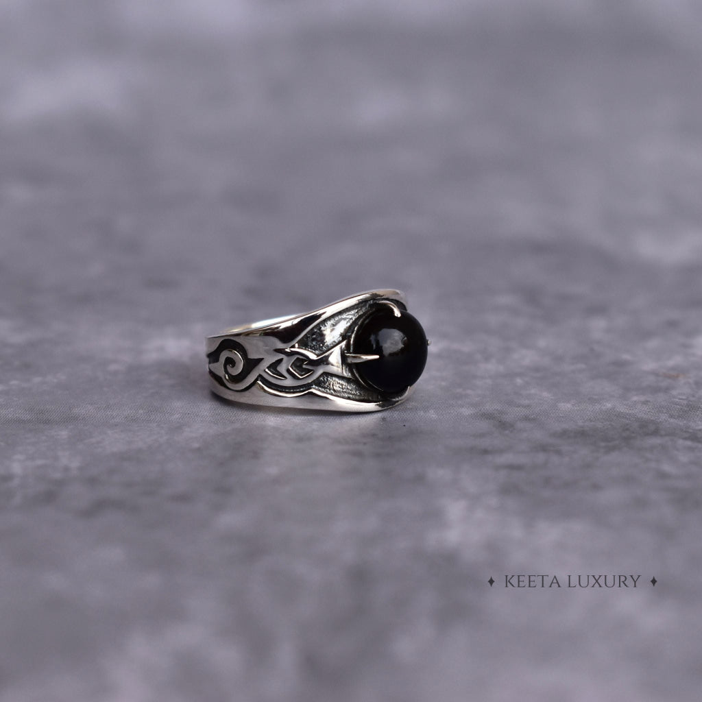 Celtic Noir - Black Onyx Ring -