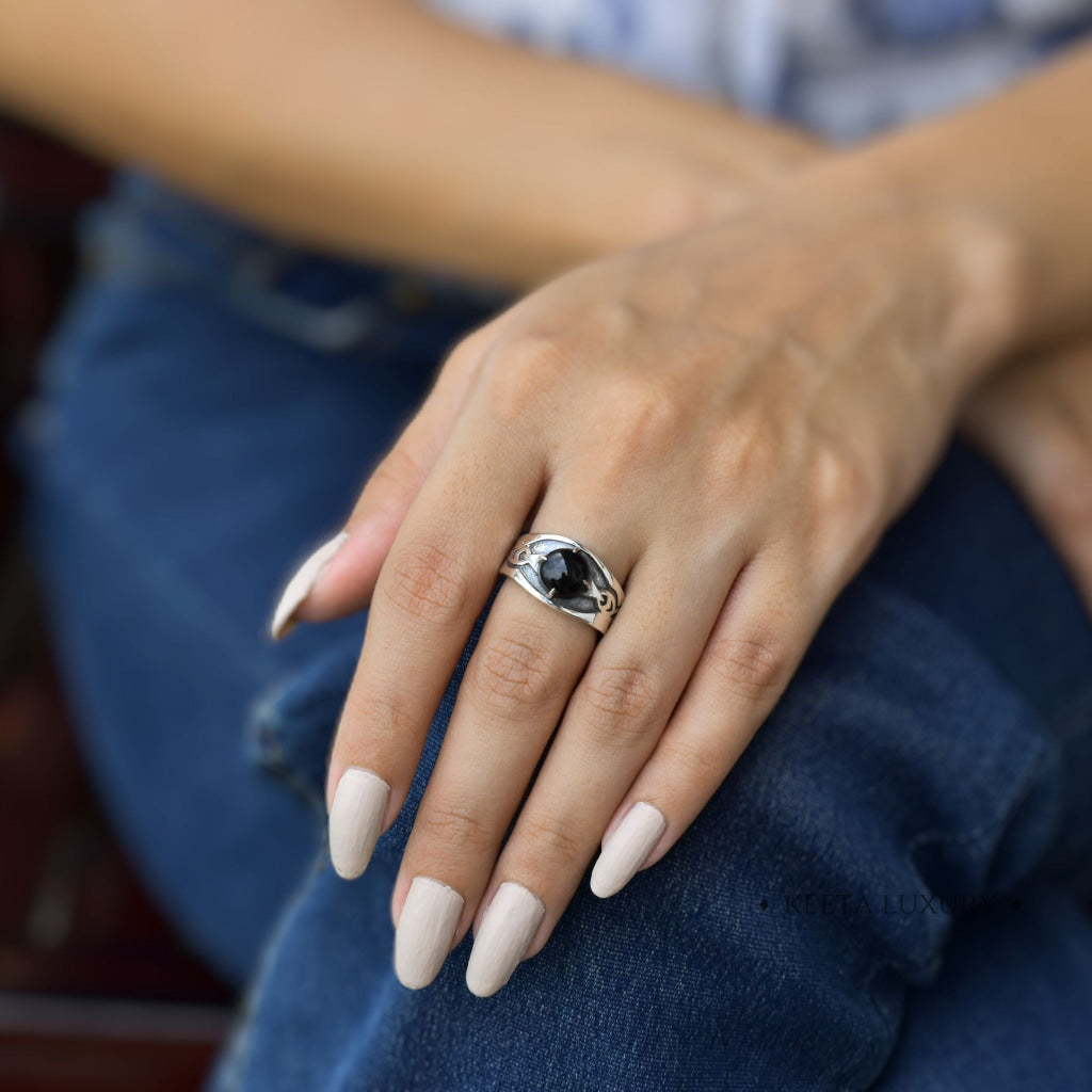 Celtic Noir - Black Onyx Ring -