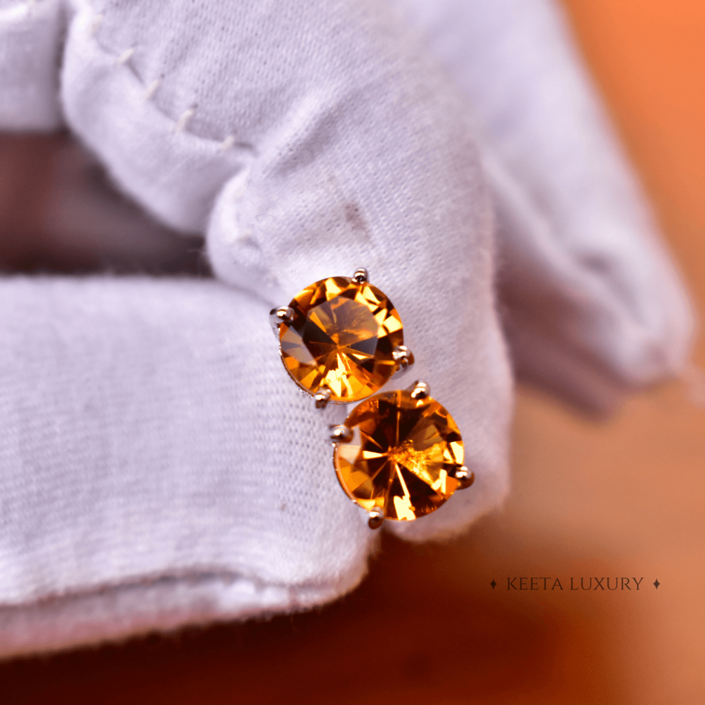 Classic - Citrine Studs Earrings -