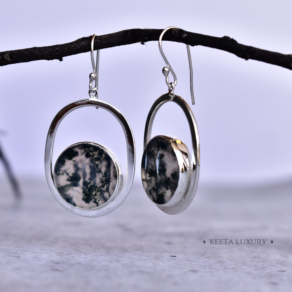 Coin Treasury - Moss Agate Earrings -