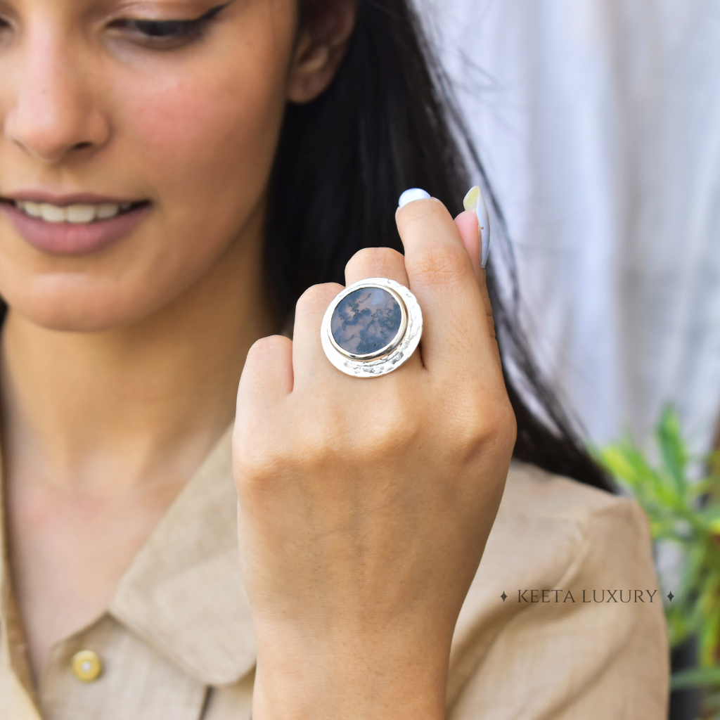 Coin Treasury - Moss Agate Ring -