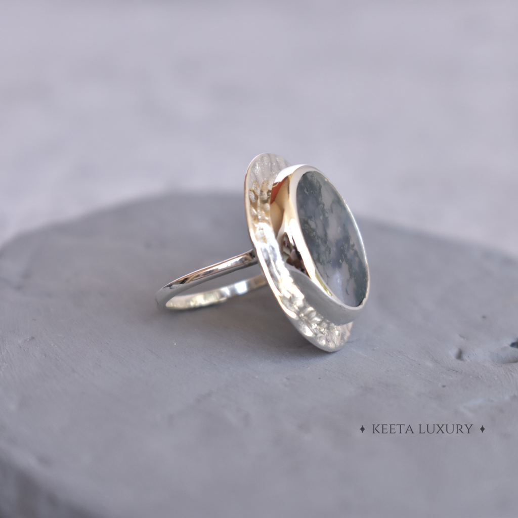Coin Treasury - Moss Agate Ring -
