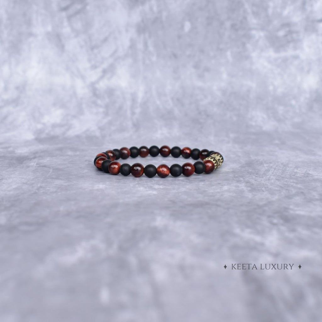 Courageous Spirit - Matte Black Onyx And Red Tiger Eye Bracelet Bracelets
