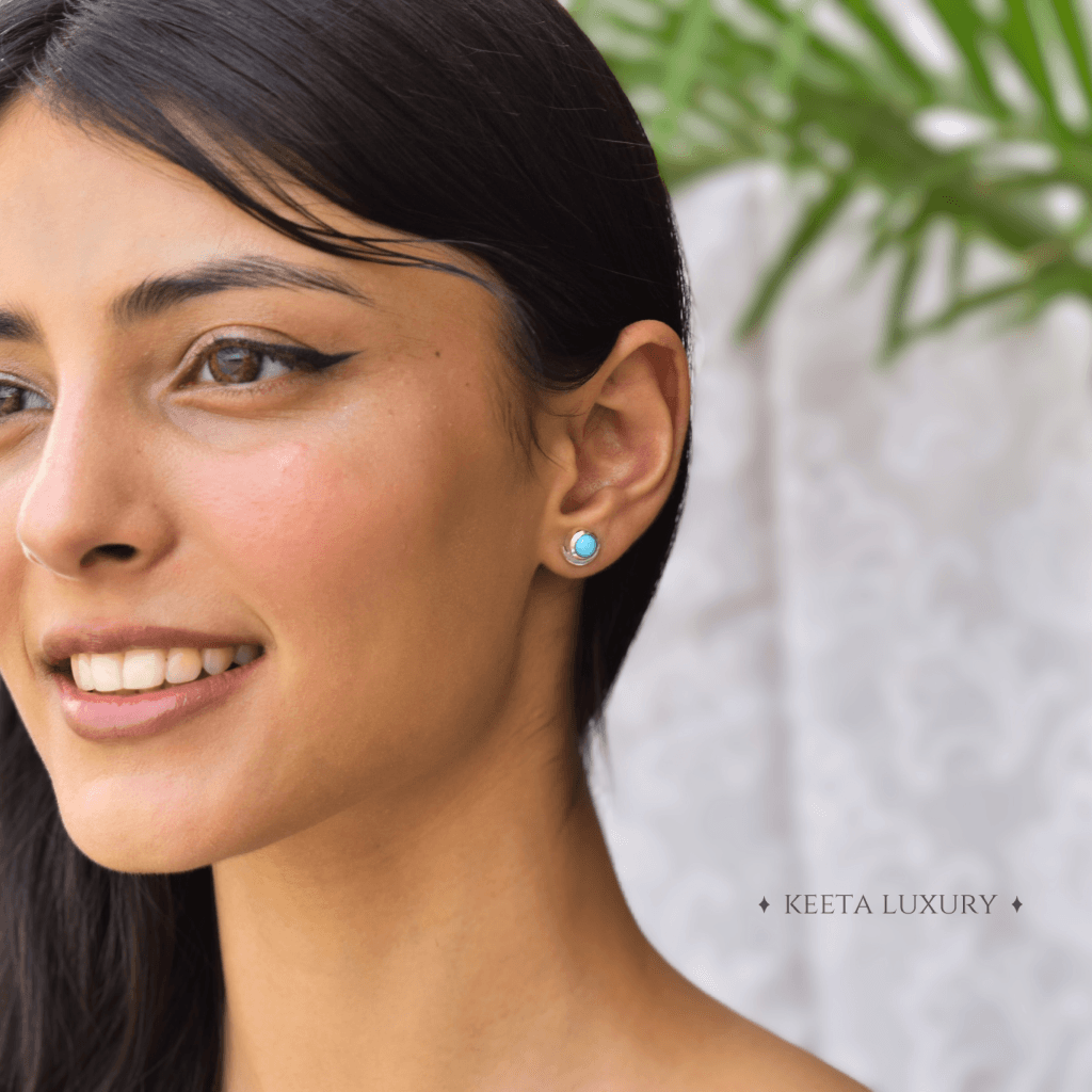Crescent Glow - Turquoise Studs -