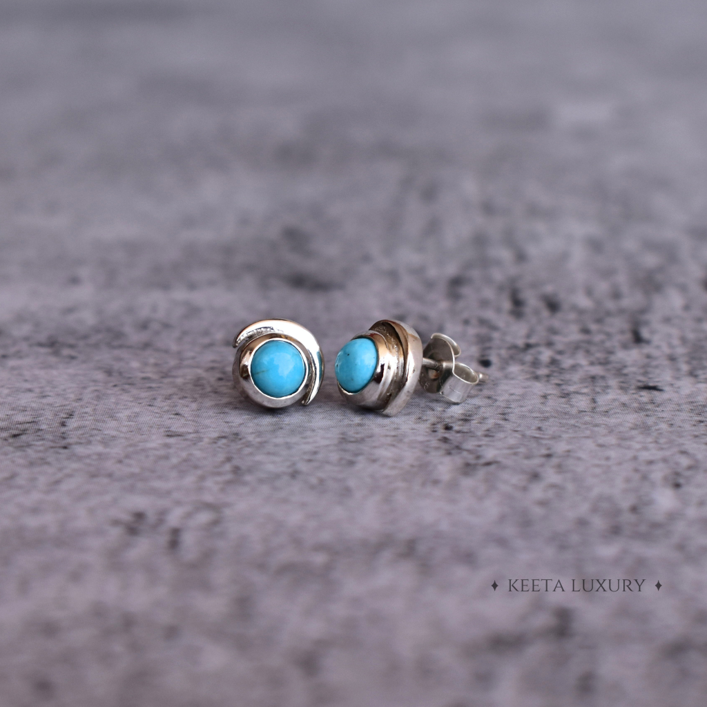 Crescent Glow - Turquoise Studs -