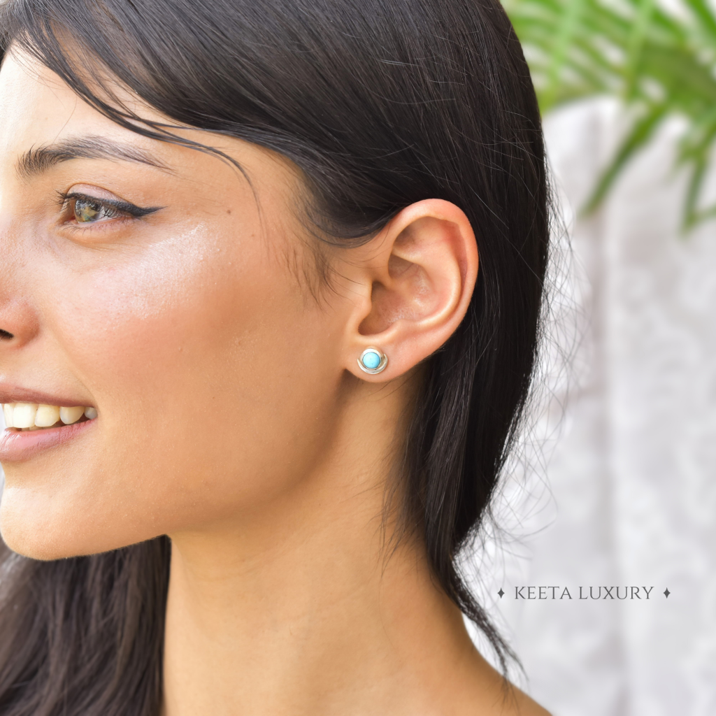 Crescent Glow - Turquoise Studs -