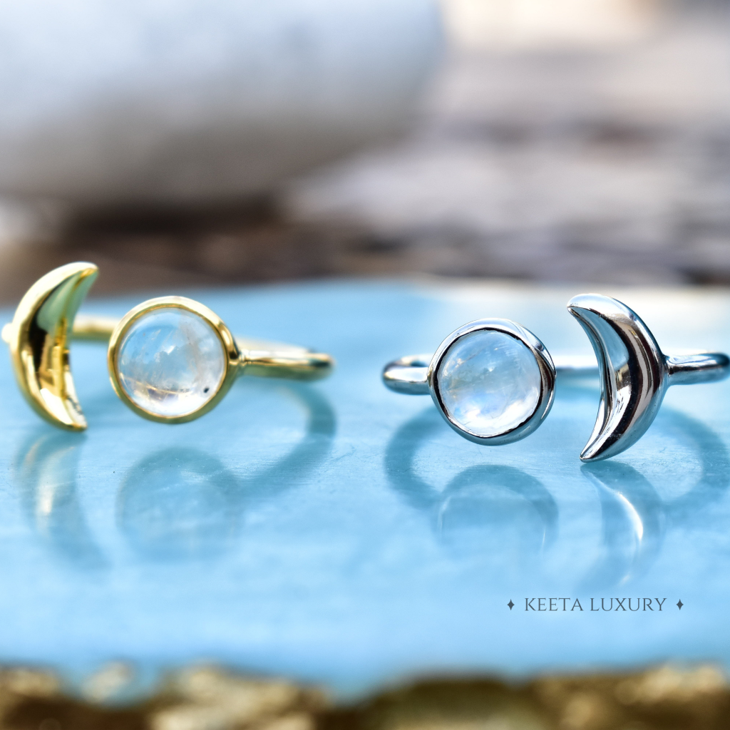 Crescent Moon- Moonstone Ring -