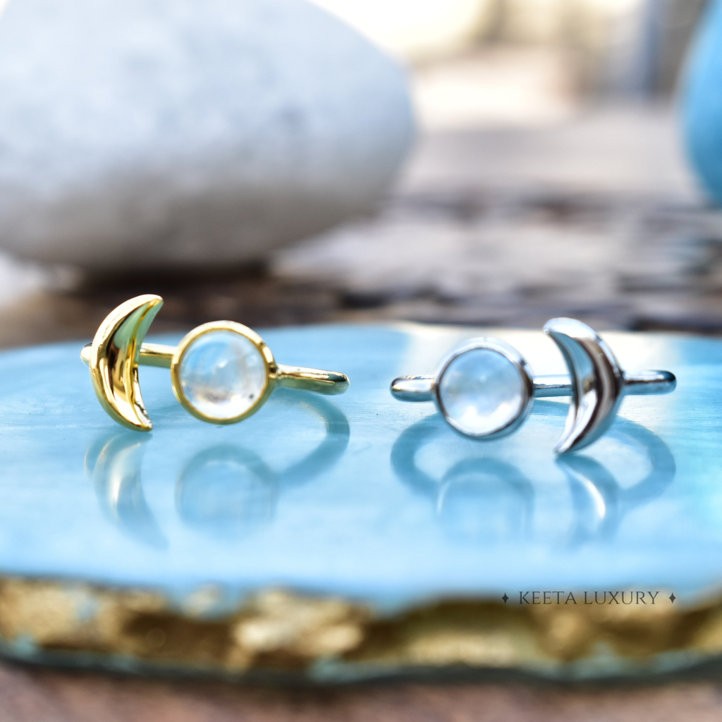 Crescent Moon- Moonstone Ring -