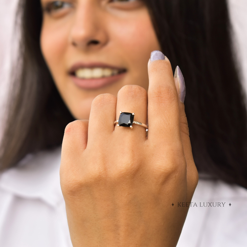 Cushion Beauty - Black Onyx Ring -