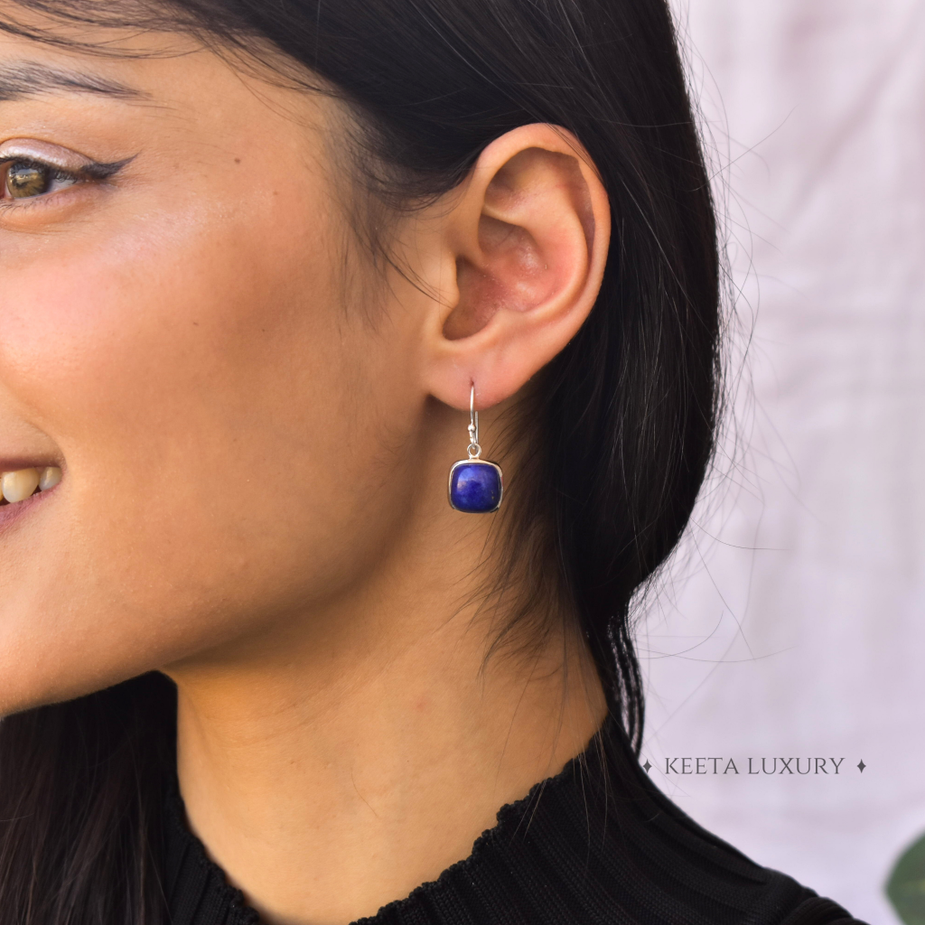 Cushion Conquer - Lapis Earrings -