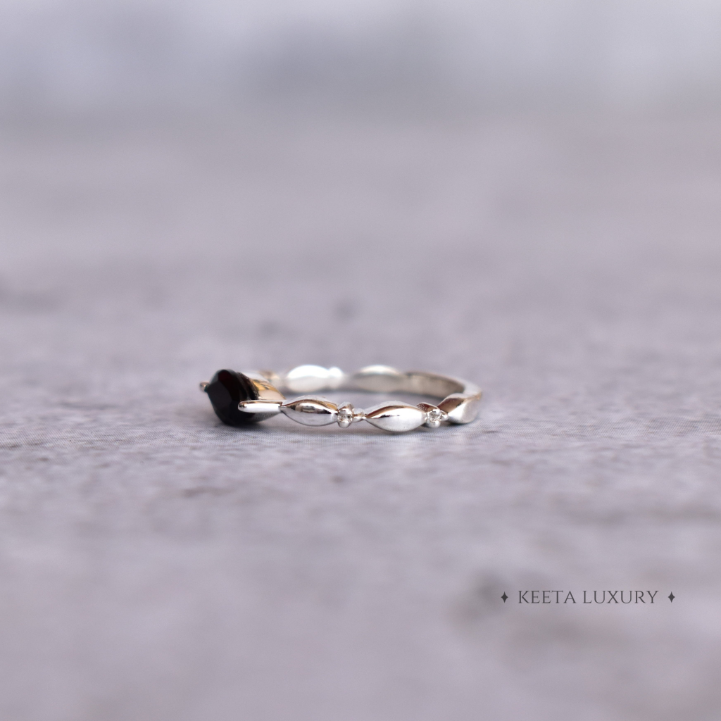 Dainty Whispers - Black Onyx Ring -