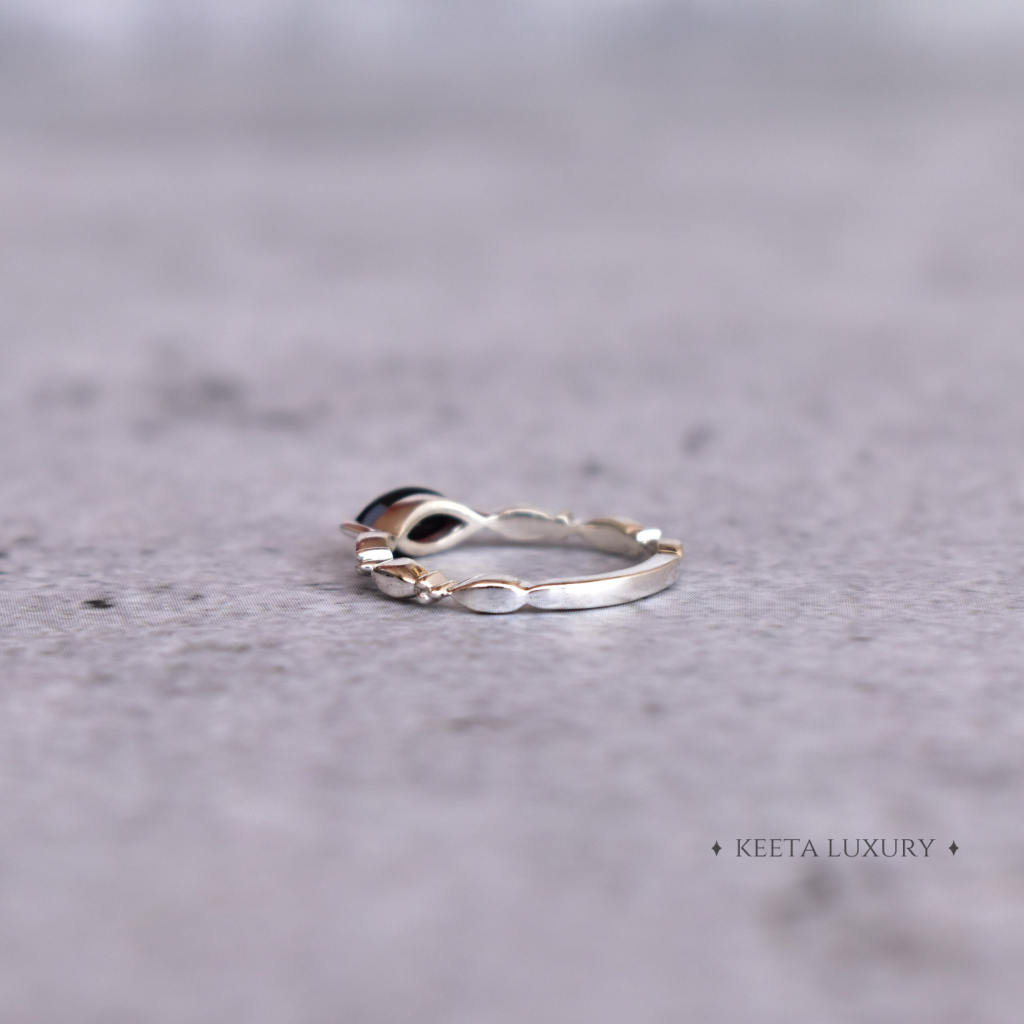 Dainty Whispers - Black Onyx Ring -