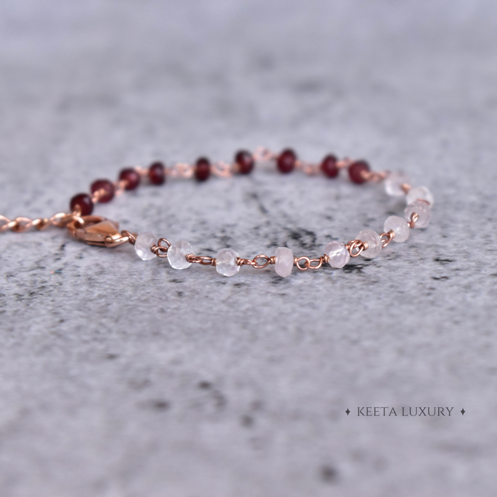 Divine Emotions - Rose Quartz & Garnet Bracelets -