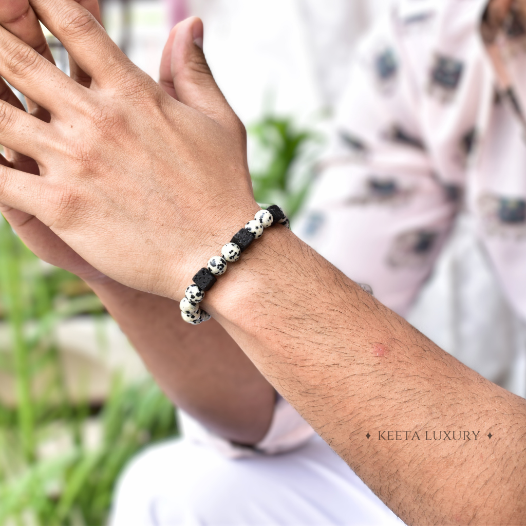 Dogmation - Dalmatian & Lava Bead Bracelet -