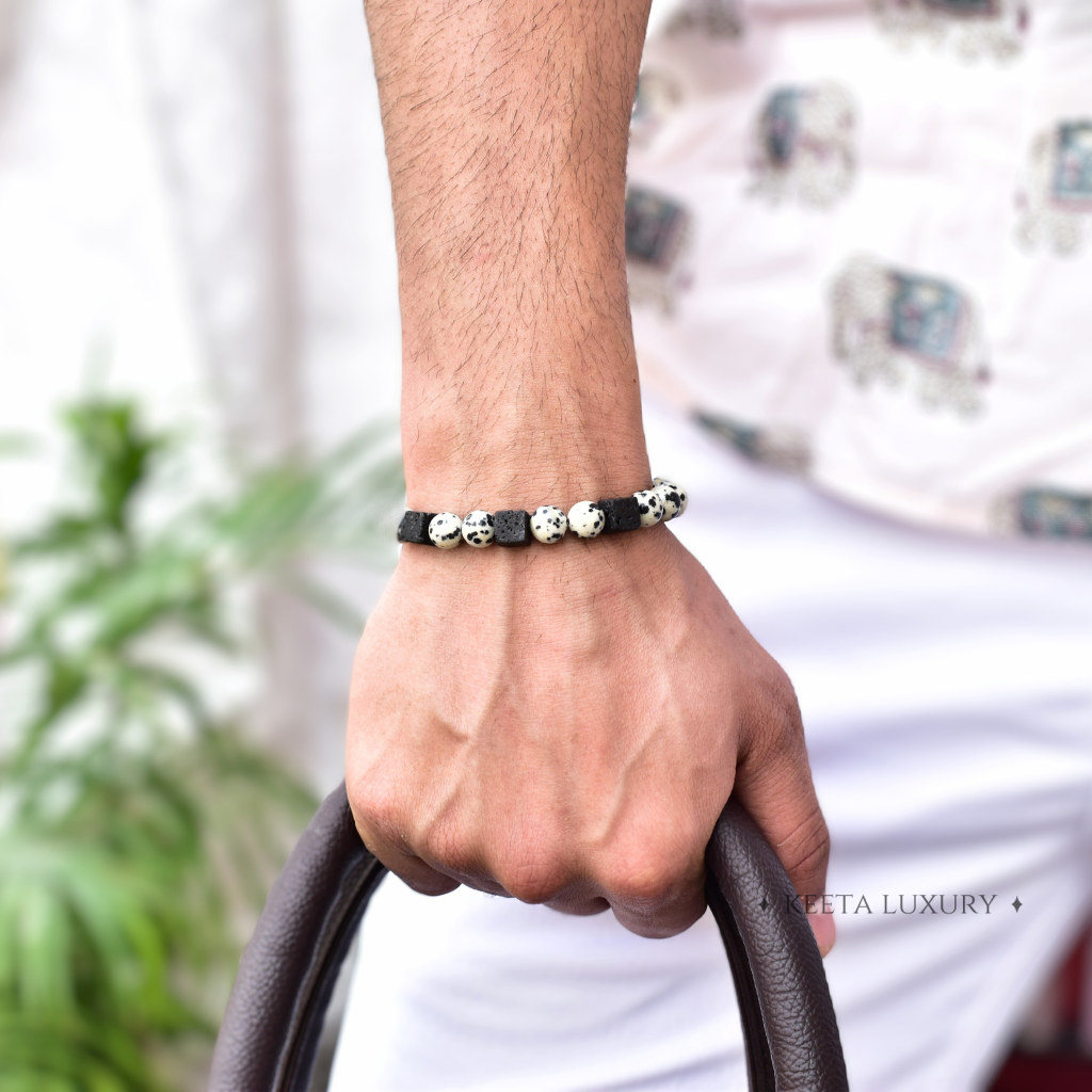 Dogmation - Dalmatian & Lava Bead Bracelet -