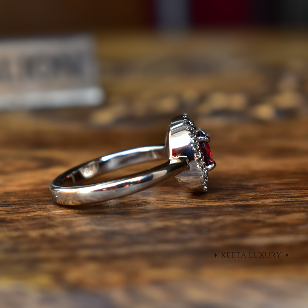 Double Halo - Garnet Ring -