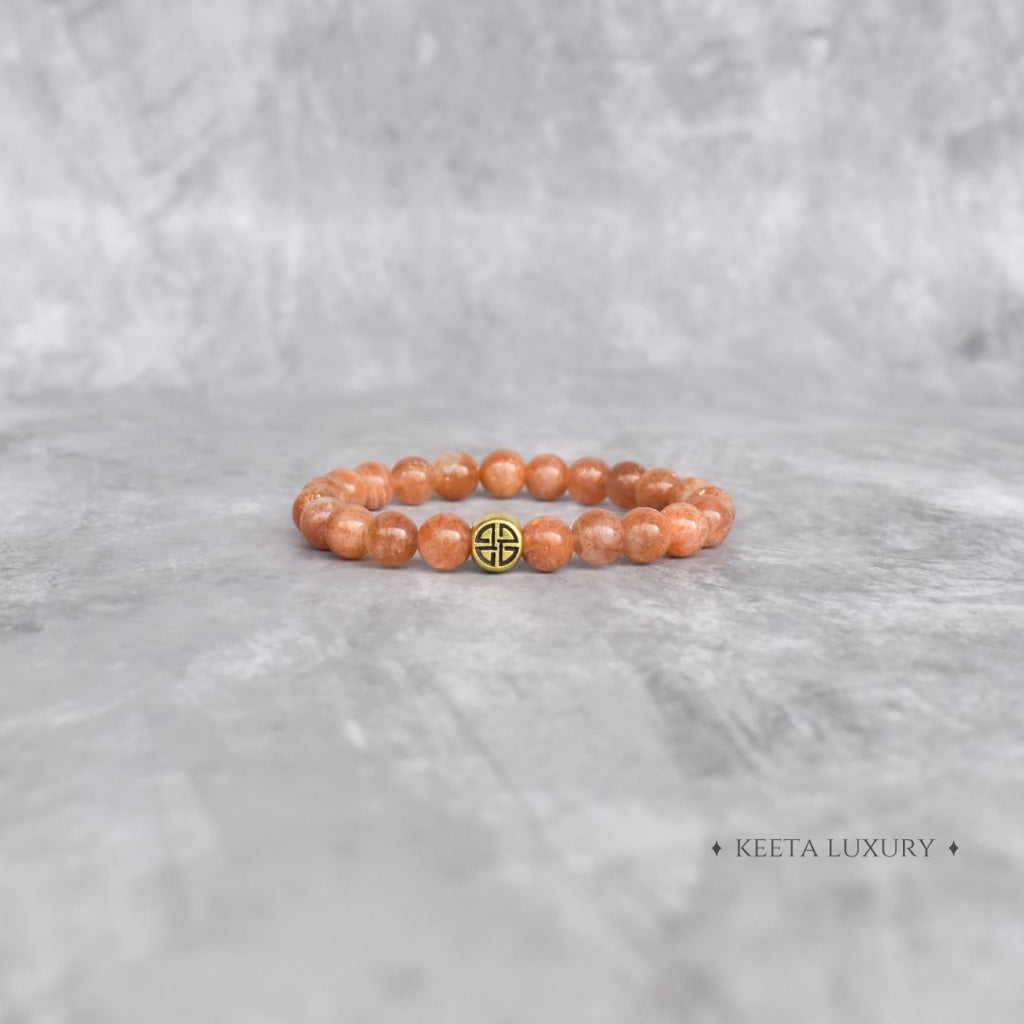 Dual Elemental - Sunstone & Lava Bead Bracelet For Men / Only Bracelets