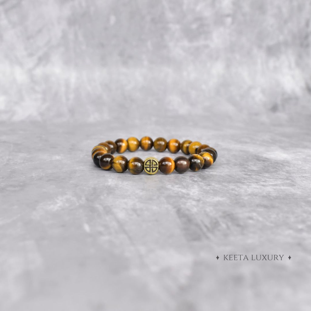 Dual Elemental - Tiger’s Eye And Lava Bead Bracelet For Men / Only Tiger Bracelets