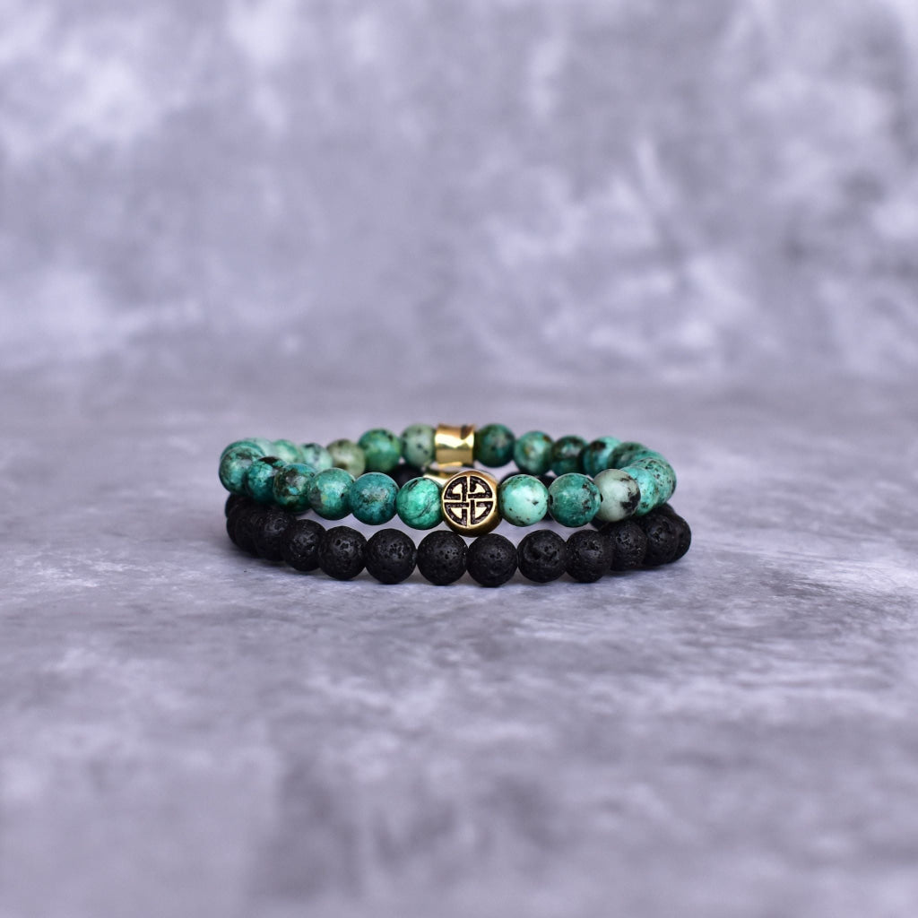 Dual Elemental Turquoise Lava Beads Bracelet1