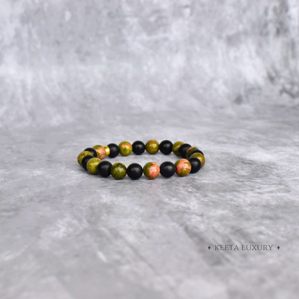Earthy Elegance - Unakite Jasper & Black Onyx Bracelet Bracelets
