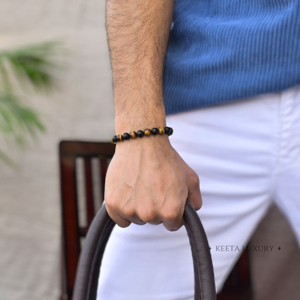 Earthy Elegance - Unakite Jasper & Black Onyx Bracelet -