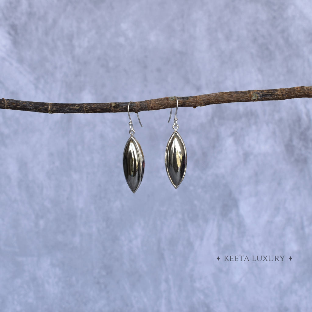 Elongated Glam- Pyrite Earrings Bracelets